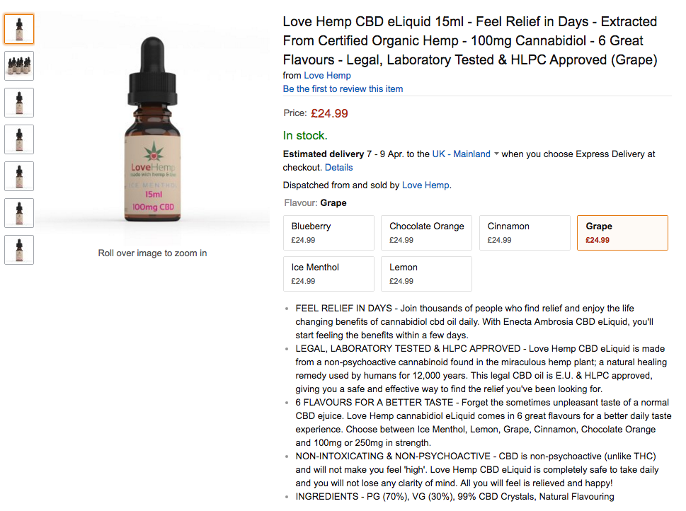 Amazon listing service for health product Love Hemp