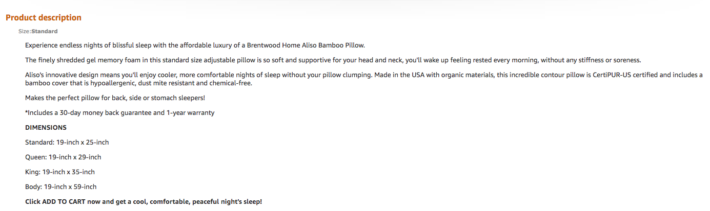 Product description copywriting service Amazon - Los Angeles bedding company